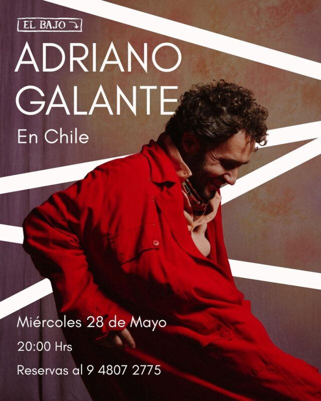 Mañana miércoles 28 de Mayo, directamente desde España y primera vez en su carrera, el cantante, poeta y performer barcelonés Adriano Galante (Seward, etc.) visita Chile con la intención de compartir una serie de encuentros, recitales y conciertos que reúnen parte de sus trabajos musicales, literarios y escénicos. Galante ha colaborado con artistas internacionales como Anne Waldman, Dave Watts, Ana Tijoux, Raül Refree, Marina Herlop, Rita Payés, Tarta Relena o Silvia Pérez Cruz, entre muchos otros.

Entrada liberada con previa reserva al llamando al +56 9 4807 2775 🍷

Nos vemos! 🇪🇸